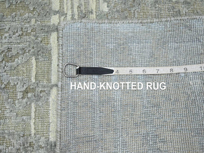 Modern / Contemporary hand-knotted wool/silk runner in Gray, 2'4" x 6' — SKU O075847 (view 7)