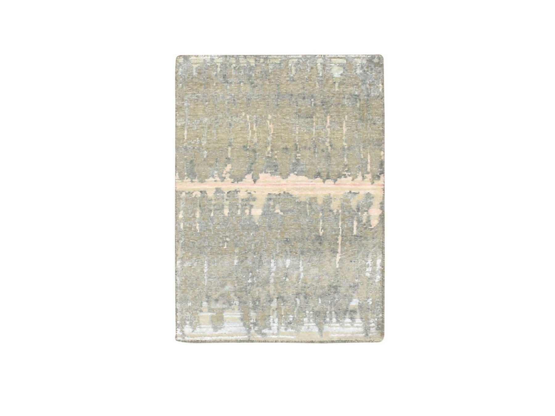 Modern / Contemporary hand-knotted wool/silk rug in Gray, 2' x 2'10" — SKU O075850