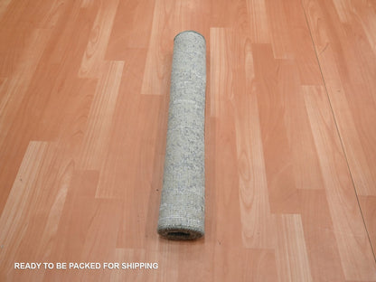 Modern / Contemporary hand-knotted wool/silk rug in Gray, 2' x 2'10" — SKU O075850 (view 5)
