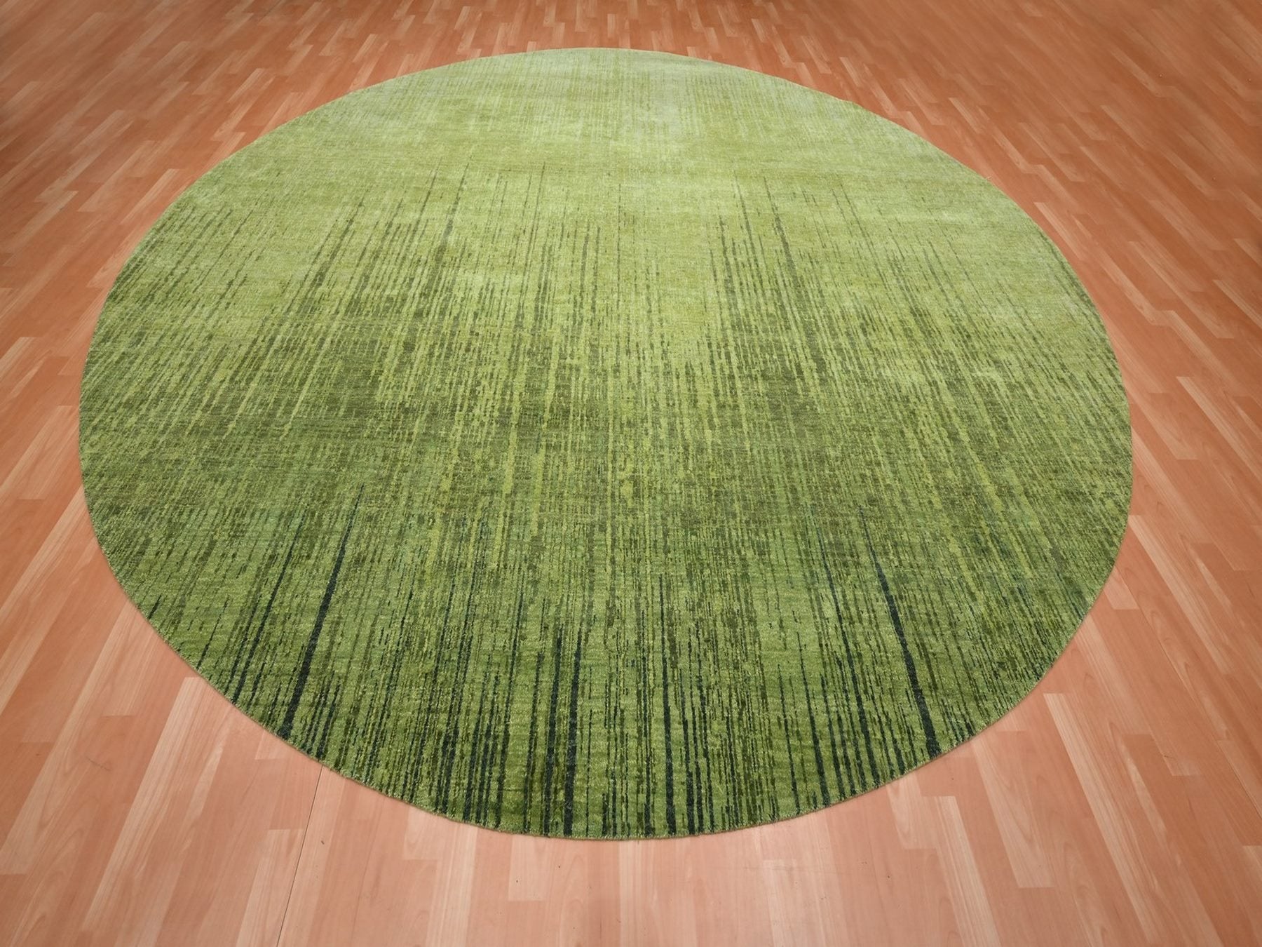 Green 12'1" x 12'1" Modern and Contemporary Hand knotted Wool Rug - Sku: O075856