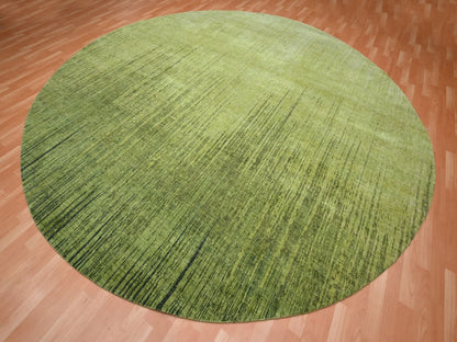Green 12'1" x 12'1" Modern and Contemporary Hand knotted Wool Rug - Sku: O075856