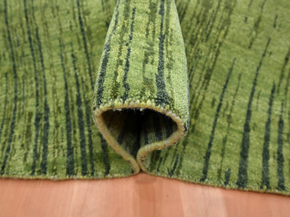 Green 12'1" x 12'1" Modern and Contemporary Hand knotted Wool Rug - Sku: O075856
