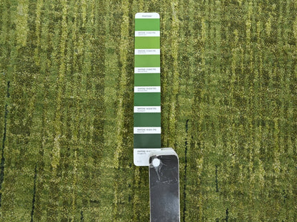 Green 9'11" x 9'11" Modern and Contemporary Hand knotted Wool Rug - Sku: O075857