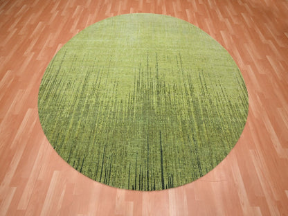 Green 8'1" x 8'1" Modern and Contemporary Hand knotted Wool Rug - Sku: O075858