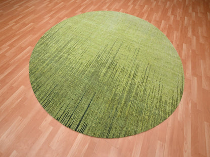 Green 8'1" x 8'1" Modern and Contemporary Hand knotted Wool Rug - Sku: O075858