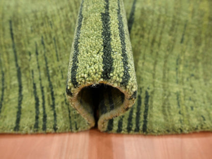 Green 8'1" x 8'1" Modern and Contemporary Hand knotted Wool Rug - Sku: O075858