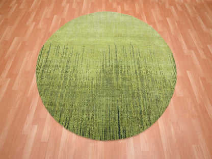 Green 6'2" x 6'2" Modern and Contemporary Hand knotted Wool Rug - Sku: O075859