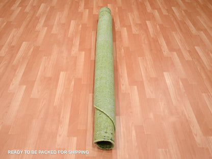 Green 6'2" x 6'2" Modern and Contemporary Hand knotted Wool Rug - Sku: O075859
