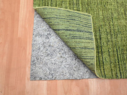 Green 2'7" x 10'3" Modern and Contemporary Hand knotted Wool Rug - Sku: O075861