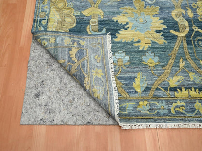 Blue 9'1" x 12'0" Oushak And Peshawar Hand knotted Wool Rug - Sku: O075865