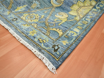 Blue 9'1" x 12'0" Oushak And Peshawar Hand knotted Wool Rug - Sku: O075865