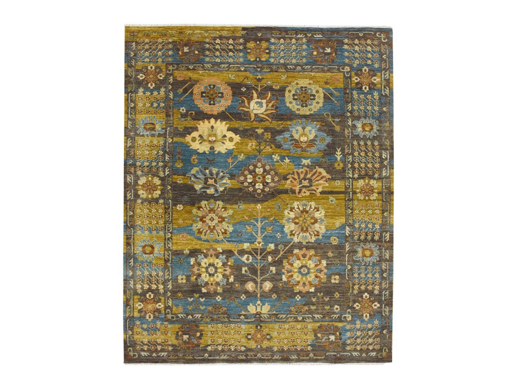 Brown 8'0" x 10'0" Oushak And Peshawar Hand knotted Wool Rug - Sku: O075868