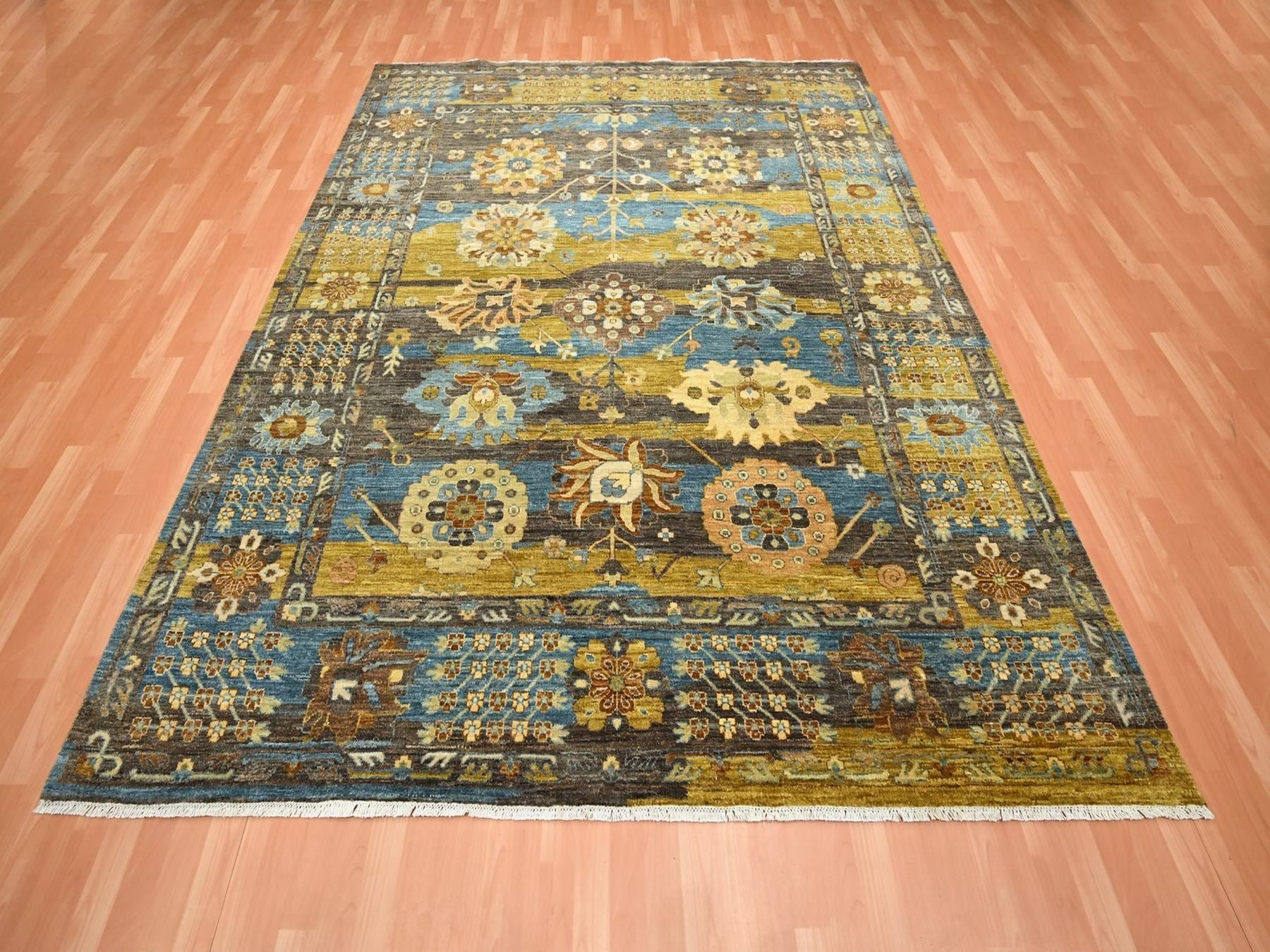 Brown 8'0" x 10'0" Oushak And Peshawar Hand knotted Wool Rug - Sku: O075868