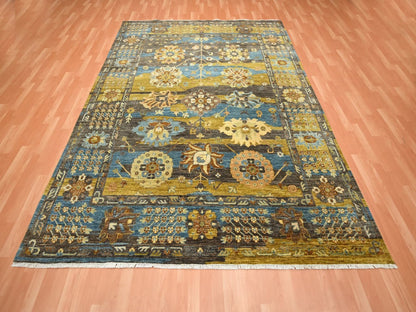 Brown 8'0" x 10'0" Oushak And Peshawar Hand knotted Wool Rug - Sku: O075868