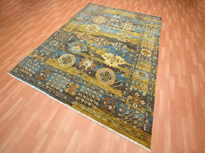 Brown 8'0" x 10'0" Oushak And Peshawar Hand knotted Wool Rug - Sku: O075868