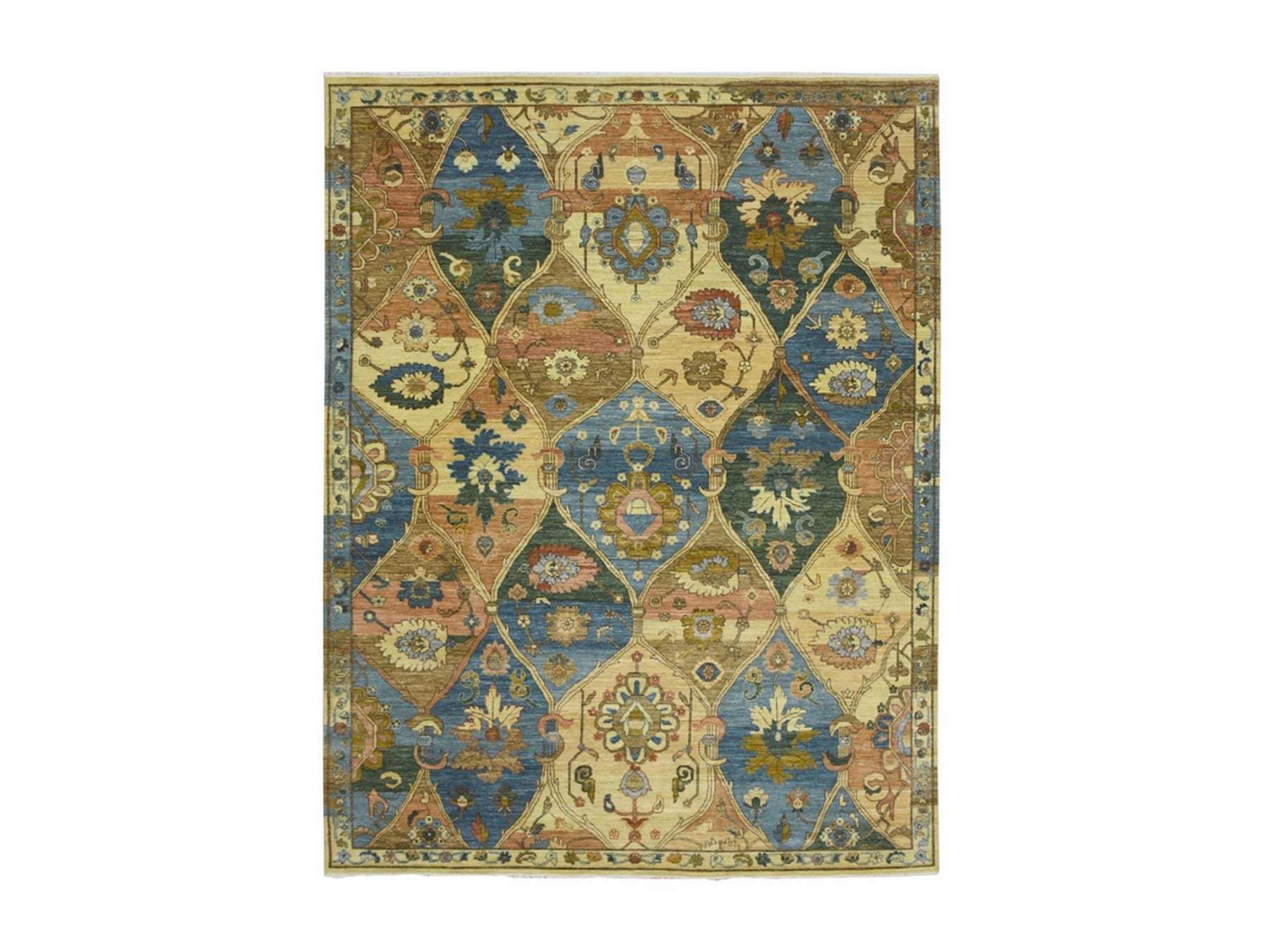 Beige 9'1" x 12'0" Oushak And Peshawar Hand knotted Wool Rug - Sku: O075869