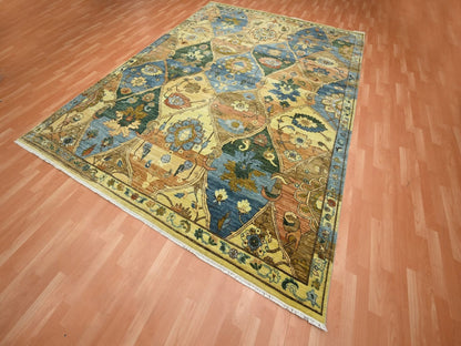Beige 9'1" x 12'0" Oushak And Peshawar Hand knotted Wool Rug - Sku: O075869