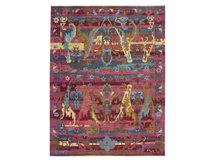 Fine Oriental hand-knotted wool rug in Pink, 9' x 11'9" — SKU O075870