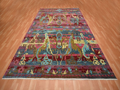 Fine Oriental hand-knotted wool rug in Pink, 9' x 11'9" — SKU O075870 (view 2)