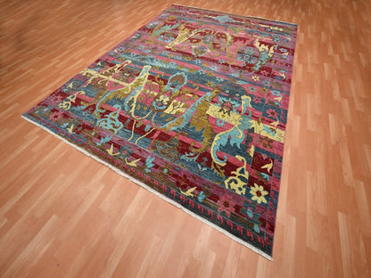 Fine Oriental hand-knotted wool rug in Pink, 9' x 11'9" — SKU O075870 (view 3)