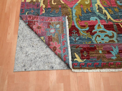 Fine Oriental hand-knotted wool rug in Pink, 9' x 11'9" — SKU O075870 (view 4)