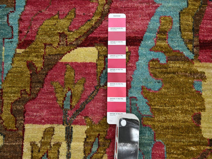 Fine Oriental hand-knotted wool rug in Pink, 9' x 11'9" — SKU O075870 (view 7)