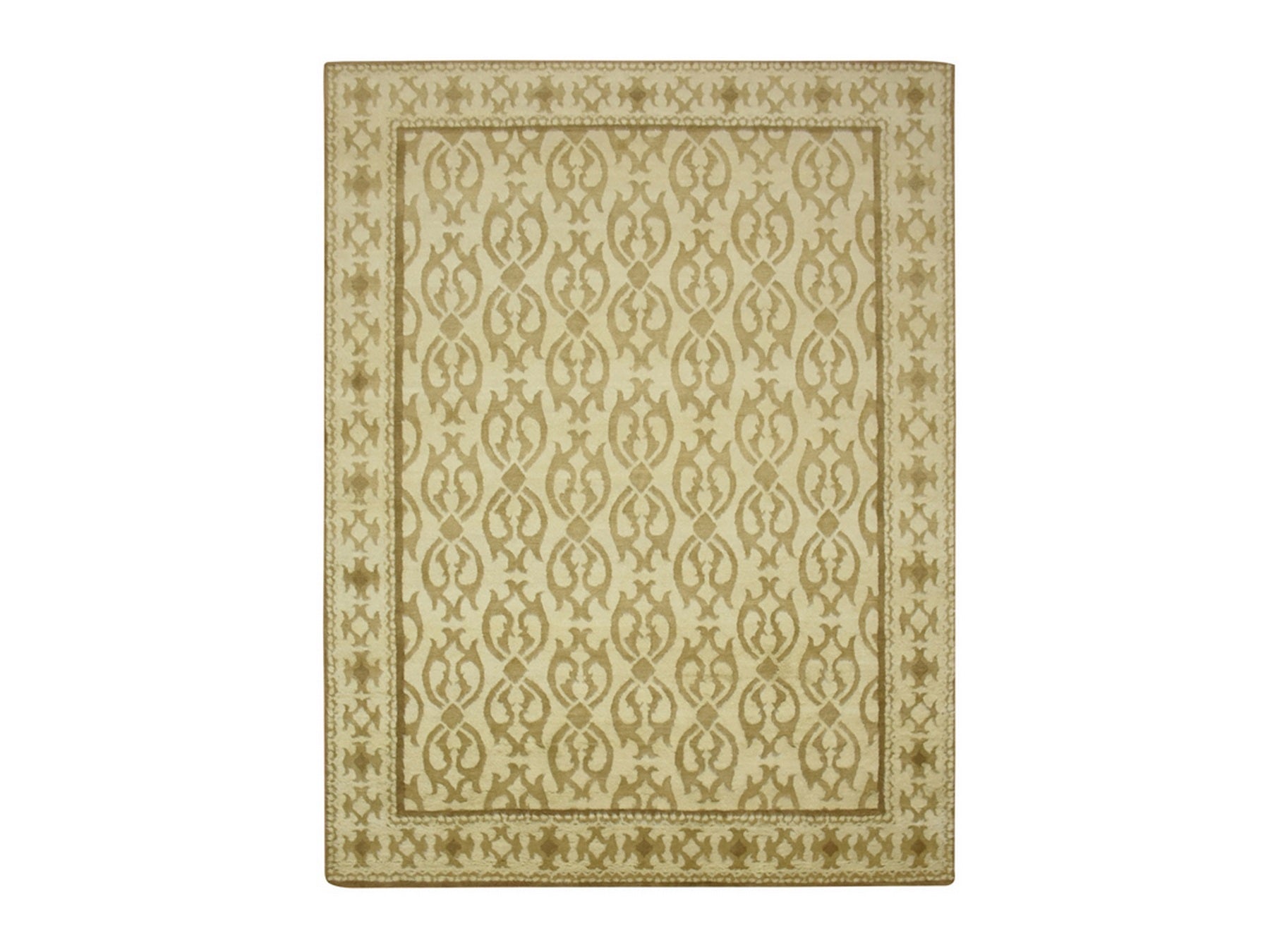 Modern / Contemporary hand-knotted wool rug in Ivory, 9'3" x 12'3" — SKU O075871