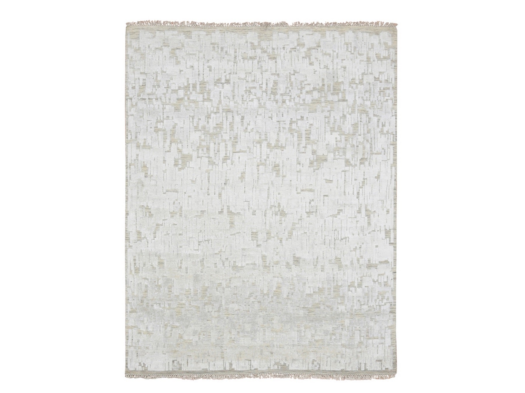 Ivory 7'10" x 10'2" Modern and Contemporary Hand knotted Silk Rug - Sku: O075874