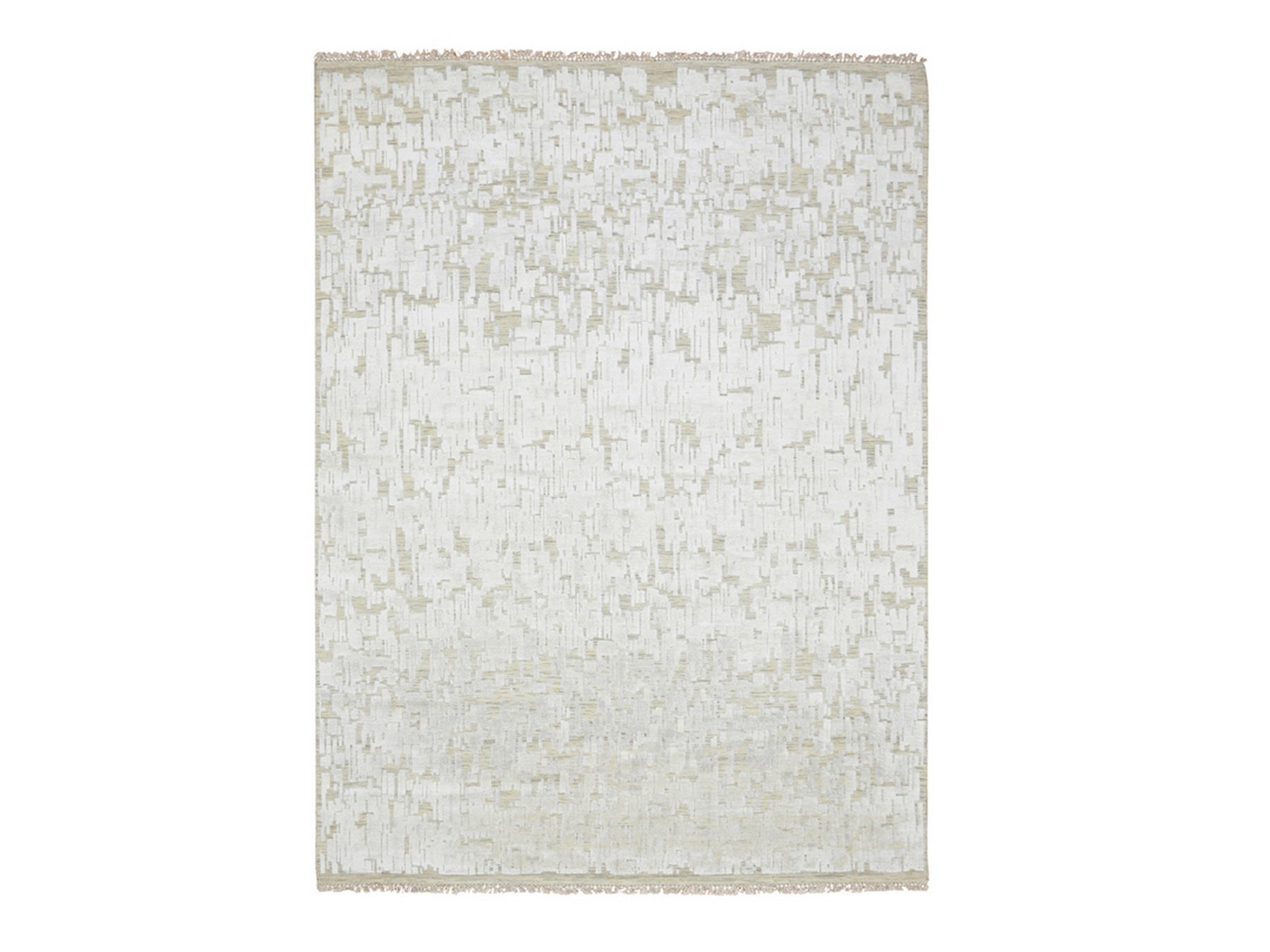 Ivory 9'0" x 12'2" Modern and Contemporary Hand knotted Silk Rug - Sku: O075875