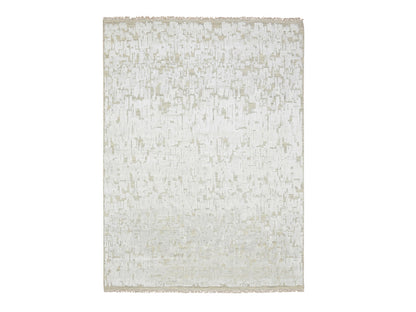 Ivory 9'0" x 12'2" Modern and Contemporary Hand knotted Silk Rug - Sku: O075875