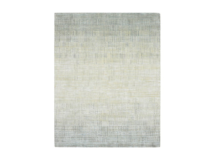 Modern / Contemporary hand-knotted wool/silk rug in Gray, 7'10" x 10'1" — SKU O075876