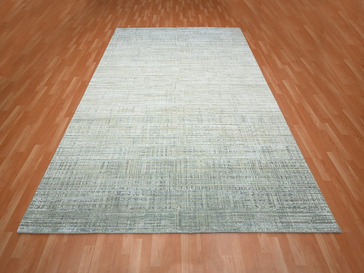 Modern / Contemporary hand-knotted wool/silk rug in Gray, 7'10" x 10'1" — SKU O075876 (view 2)