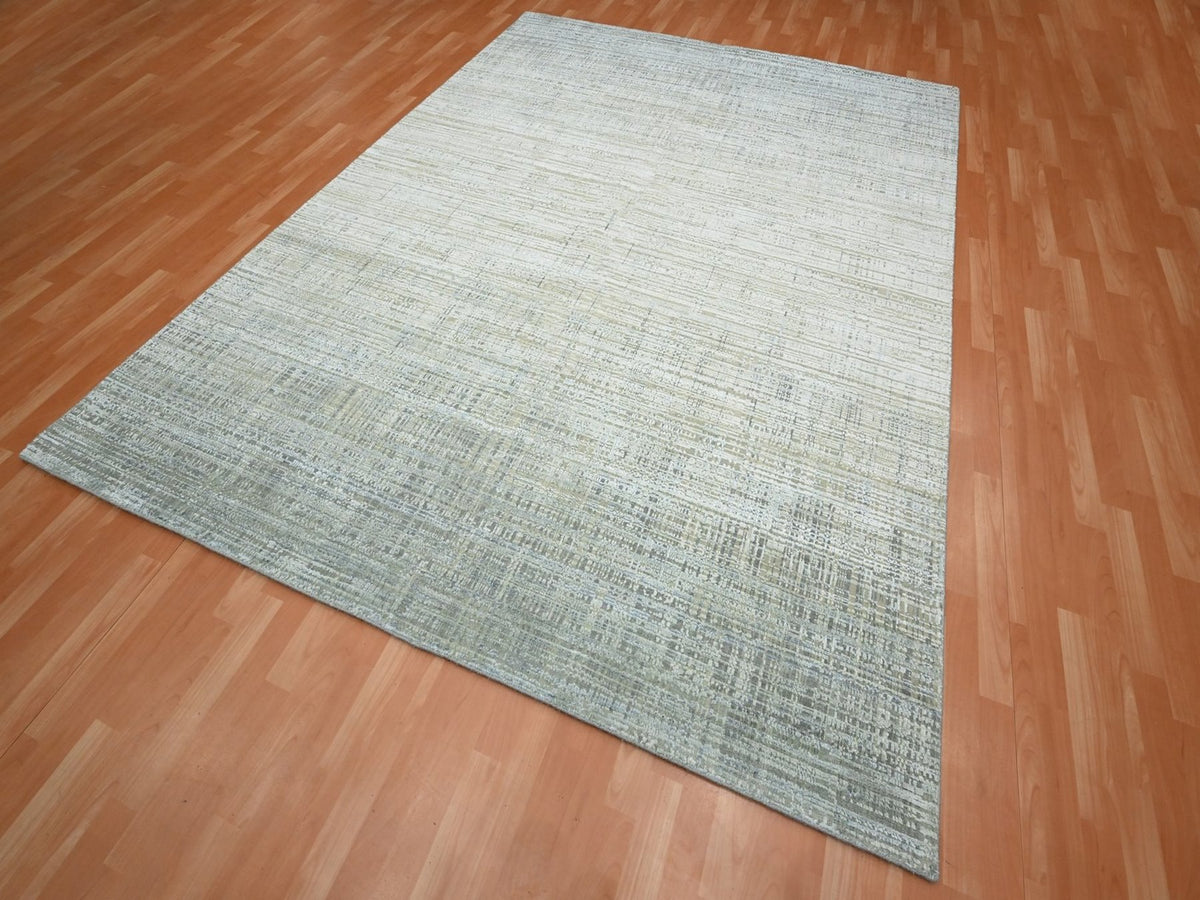 Modern / Contemporary hand-knotted wool/silk rug in Gray, 7'10" x 10'1" — SKU O075876 (view 3)