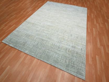 Modern / Contemporary hand-knotted wool/silk rug in Gray, 7'10" x 10'1" — SKU O075876 (view 3)