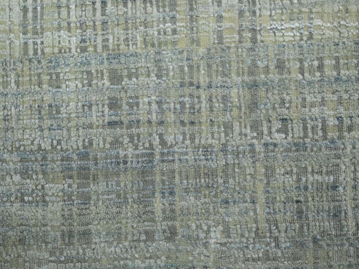 Modern / Contemporary hand-knotted wool/silk rug in Gray, 7'10" x 10'1" — SKU O075876 (view 8)
