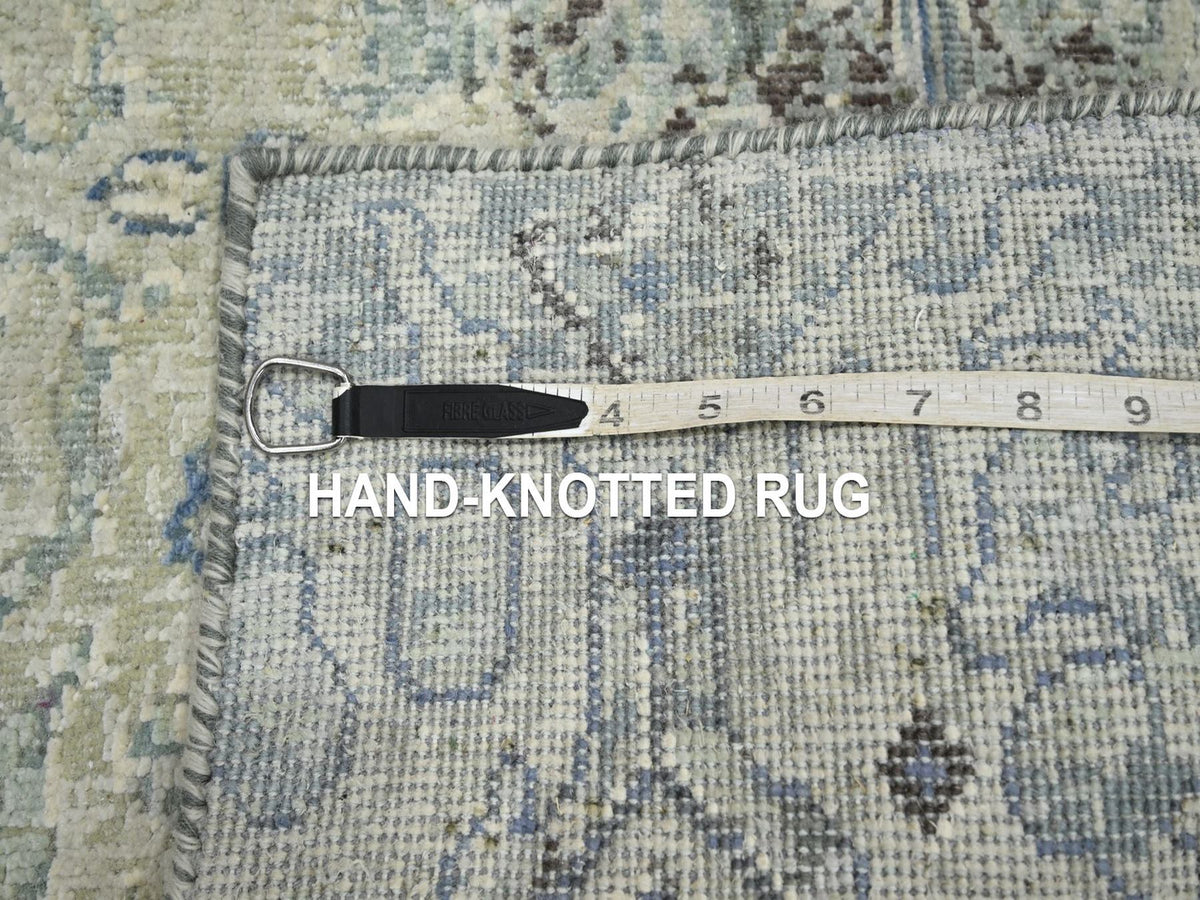 Oushak Modern / Contemporary hand-knotted wool/silk rug in Ivory, 2' x 3' — SKU O075880 (view 4)