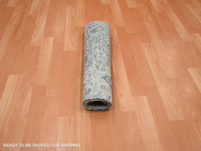 Oushak Modern / Contemporary hand-knotted wool/silk rug in Ivory, 2' x 3' — SKU O075880 (view 5)