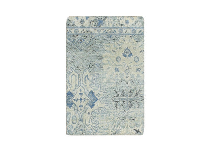 Oushak Modern / Contemporary hand-knotted wool/silk rug in Ivory, 2' x 3' — SKU O075882