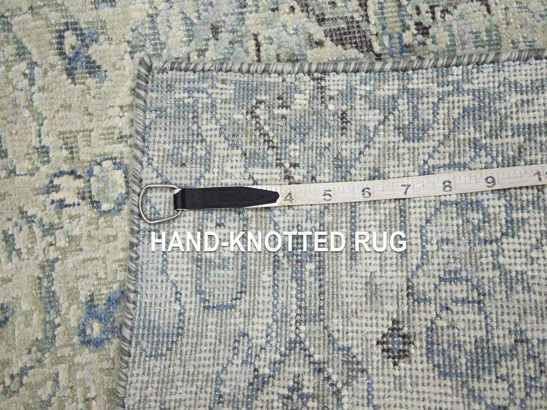 Oushak Modern / Contemporary hand-knotted wool/silk rug in Ivory, 2' x 3' — SKU O075882 (view 4)