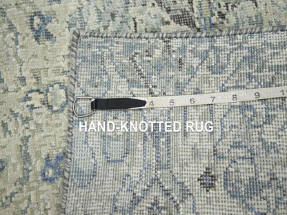 Oushak Modern / Contemporary hand-knotted wool/silk rug in Ivory, 2' x 3' — SKU O075882 (view 4)