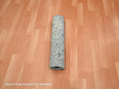 Oushak Modern / Contemporary hand-knotted wool/silk rug in Ivory, 2' x 3' — SKU O075882 (view 5)
