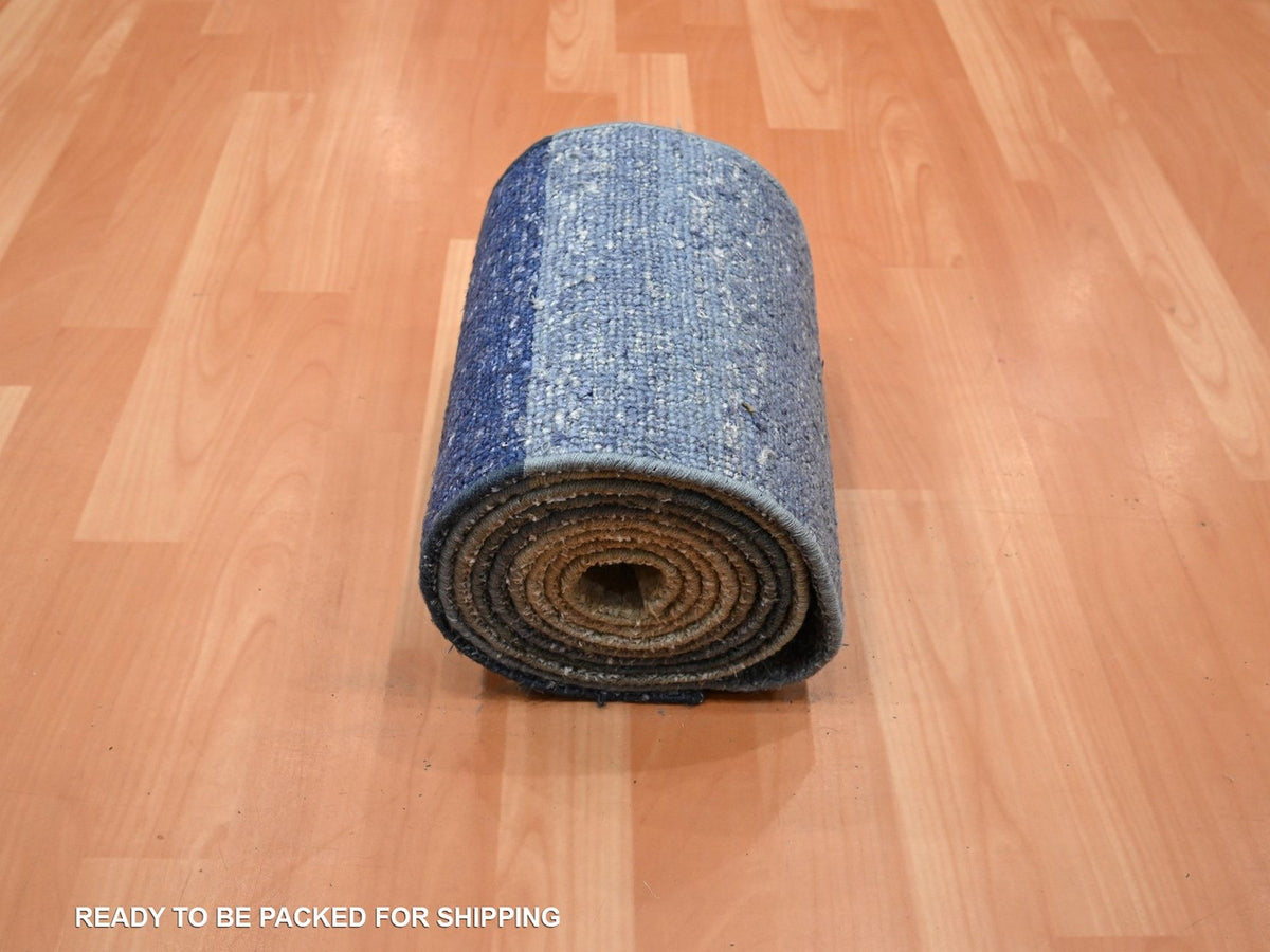 Modern / Contemporary hand-knotted wool/silk runner in Gray, 1' x 12' — SKU O075883 (view 4)
