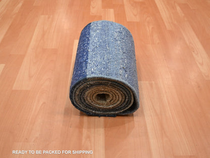 Modern / Contemporary hand-knotted wool/silk runner in Gray, 1' x 12' — SKU O075883 (view 4)