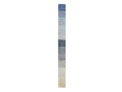 Modern / Contemporary hand-knotted wool/silk runner in Gray, 1' x 12' — SKU O075885