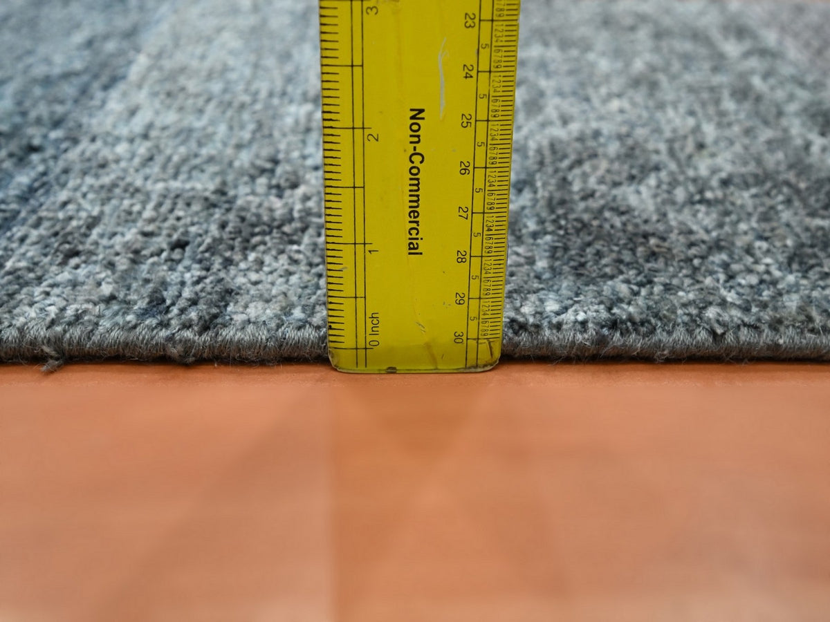 Modern / Contemporary hand-knotted wool/silk runner in Gray, 1' x 12' — SKU O075885 (view 3)