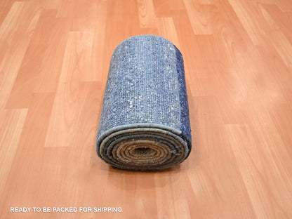 Modern / Contemporary hand-knotted wool/silk runner in Gray, 1' x 12' — SKU O075885 (view 4)