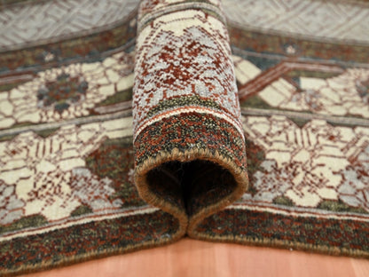 Brown 9'0" x 11'11" Khotan and Samarkand Hand knotted Wool Rug - Sku: O075887
