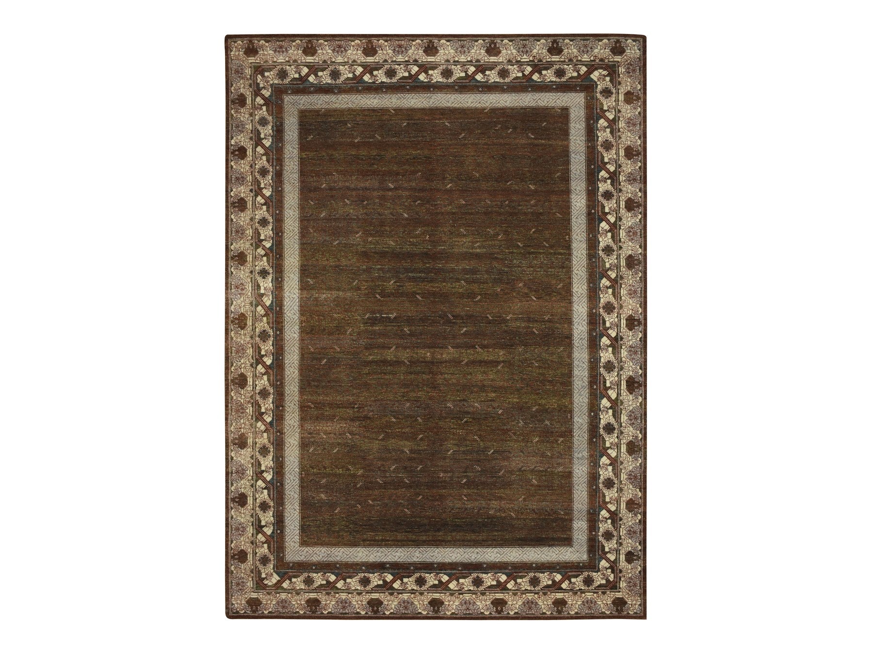 Brown 9'11" x 14'1" Khotan and Samarkand Hand knotted Wool Rug - Sku: O075888