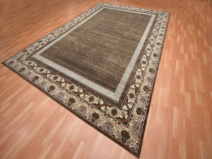 Brown 9'11" x 14'1" Khotan and Samarkand Hand knotted Wool Rug - Sku: O075888
