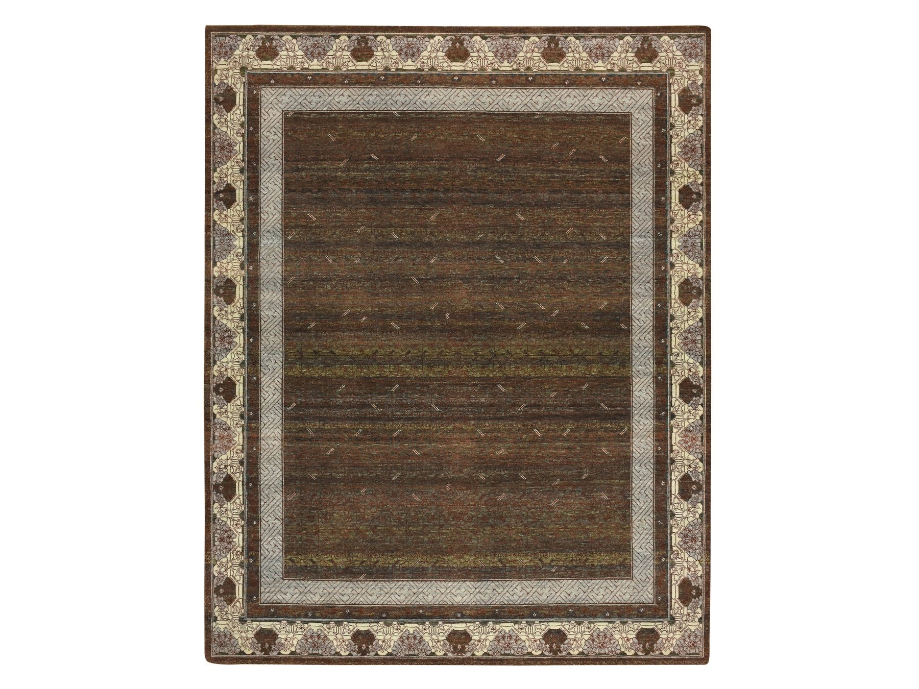 Brown 8'0" x 10'3" Khotan and Samarkand Hand knotted Wool Rug - Sku: O075889